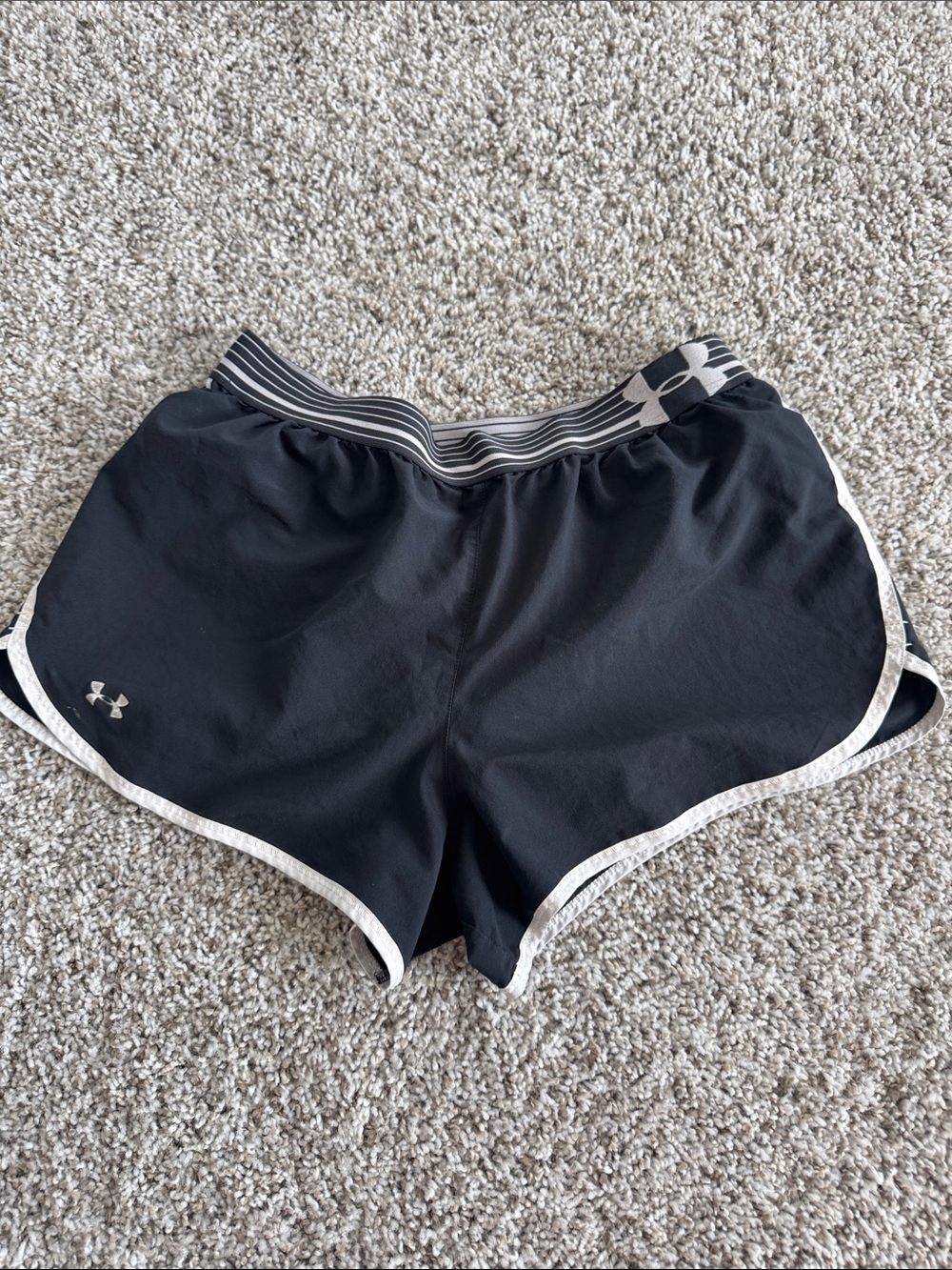 Under Armour Black Athletic Shorts with White Trim